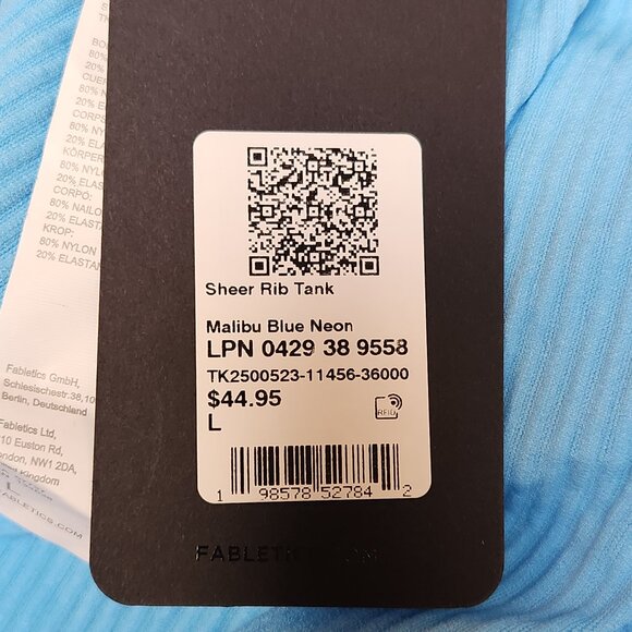 FABLETICS Sheer Rib Tank Razorback - Large - NWT NEW - Picture 9 of 9